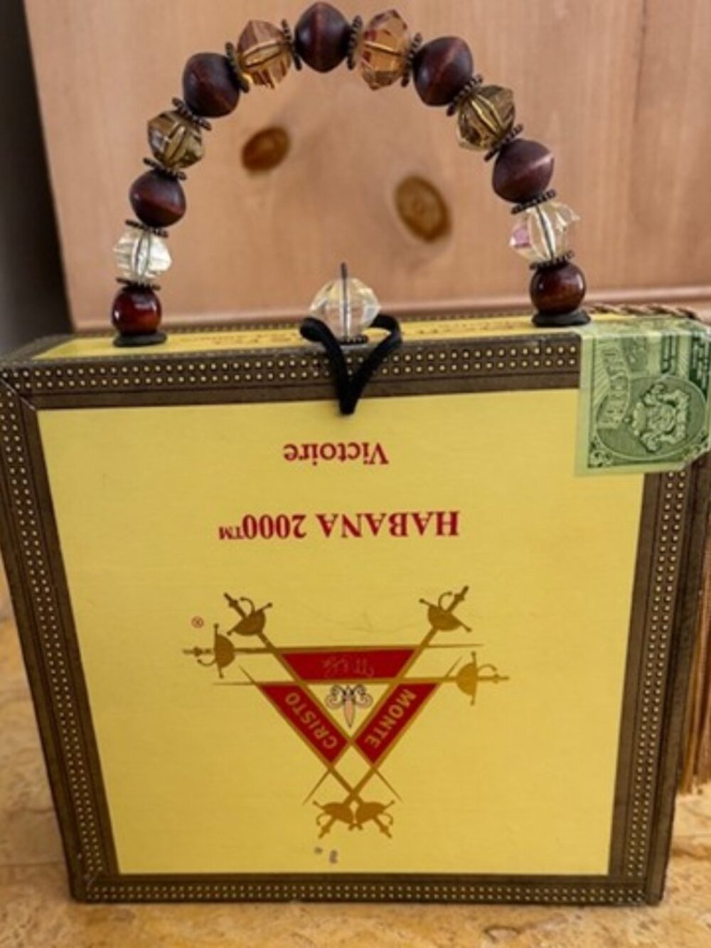 Cigar Box Purse w/ Beaded Handle & Tassel